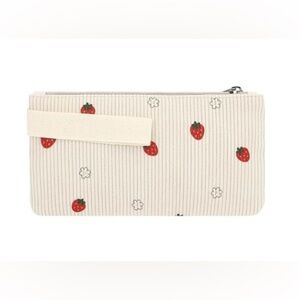 Strawberry Print corduroy pouch